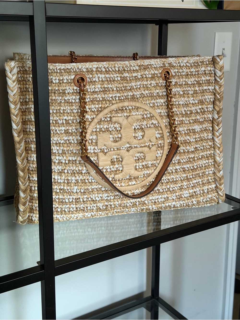 Tory Burch Ella Woven Logo Large Tote - Picture 3 of 9